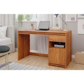 Mesa Escrivaninha Casal Mila Com 1 Porta E 1 Gaveta Cinamomo - Permóbili