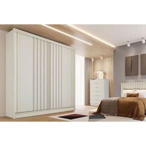 Guarda Roupa Casal 2 Portas De Correr E 4 Gavetas Galati Off White - Europa