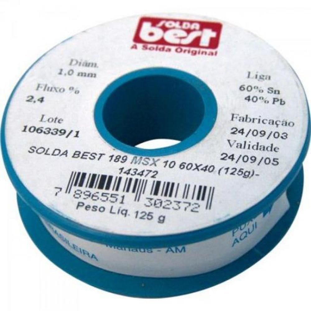 Solda Em Fio 189 msx10 60x40 125g Azul Solda Best