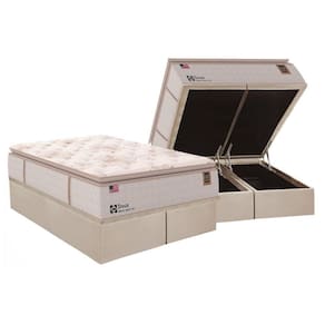 Conjunto Box Baú King Colchão Molas Sealy Lfk Doux Confort + Base Crc Courano Clean(193x203)