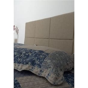 Cabeceira Estofada Casal 8 Blocos Não é Segredo Linho Palha 140x60