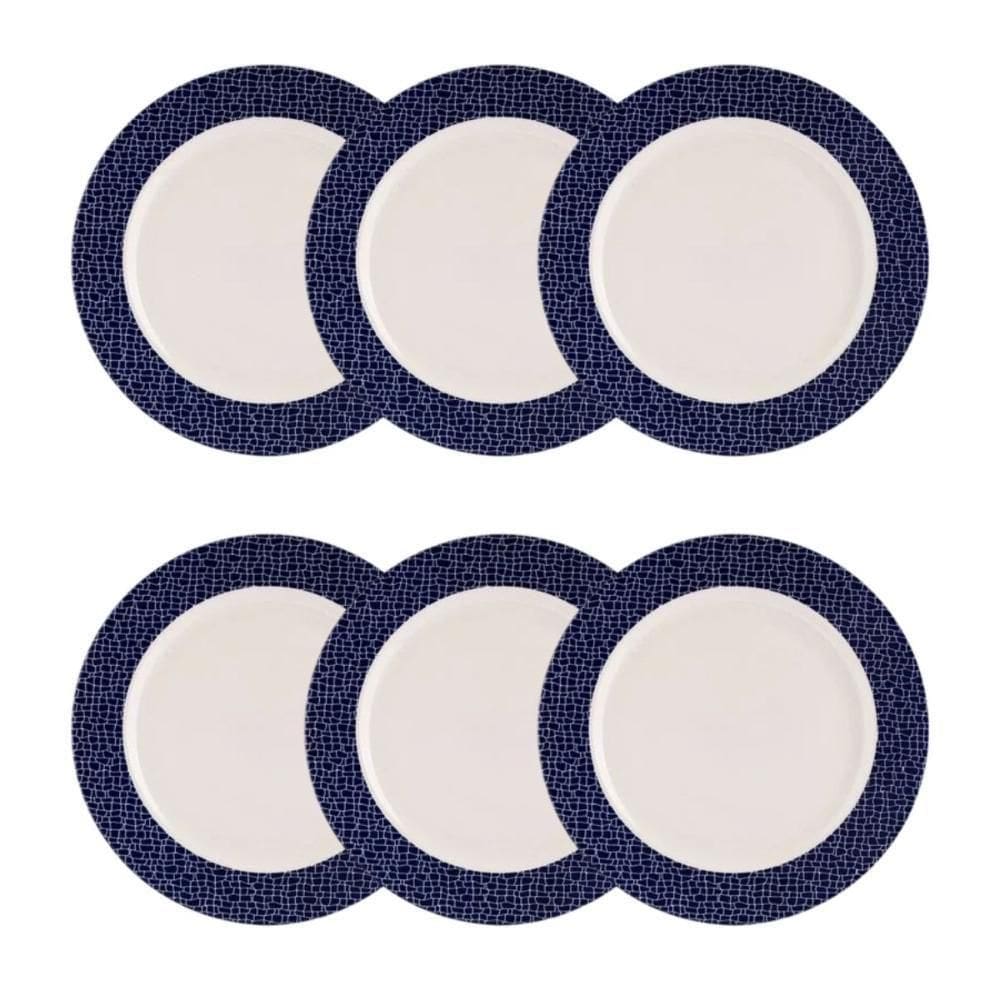 Jogo De Pratos Rasos 6 Pcs Mosaico Porcelana Real By Schmidt