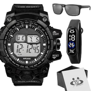 Oculos Proteção Uv + Relogio Digital Masculino Prova Dagua