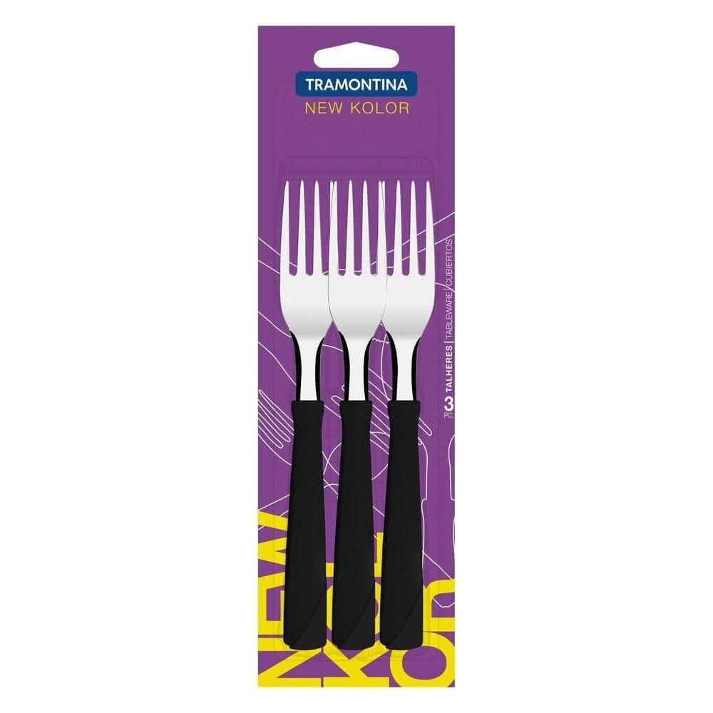 Conjunto De Garfos De Mesa Tramontina New Kolor Preto 3 Peças Tramontina