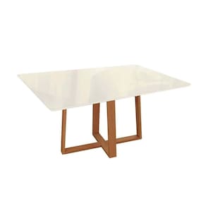 Mesa De Sala Jantar Elma Madeira Maciça C-tampo Madeirado C- Vidro 90x160cm Carvalho-off White-vidro Off White - Kappesberg
