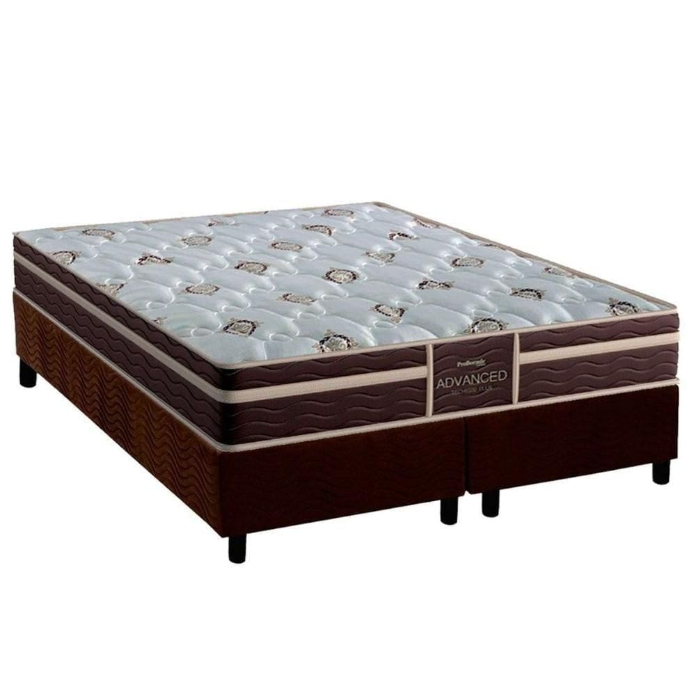 Conjunto Box Queen Colchão Anatômico Probel Colchão D33 Firmepedic Prodormir Advanced Tech1500 Plus Brown + Base Crc Suede Brown(158x198)