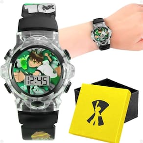 Relogio Digital Led Ben10 Infantil Preto Silicone + Caixa