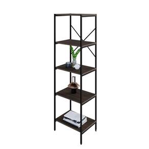 Estante com 5 Prateleiras Tub Nogal e Preta 45 cm