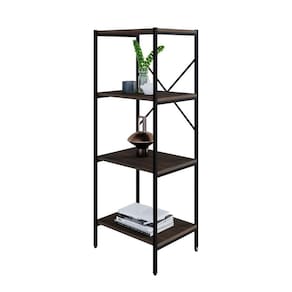 Estante com 4 Prateleiras Tub Nogal e Preta 45 cm