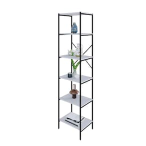 Estante com 6 Prateleiras Tub Branca e Preta 45 cm