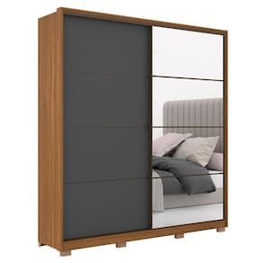 Guarda Roupa Casal Belga 2 Portas Deslizantes com 4 Espelhos e Pés - Demartêz