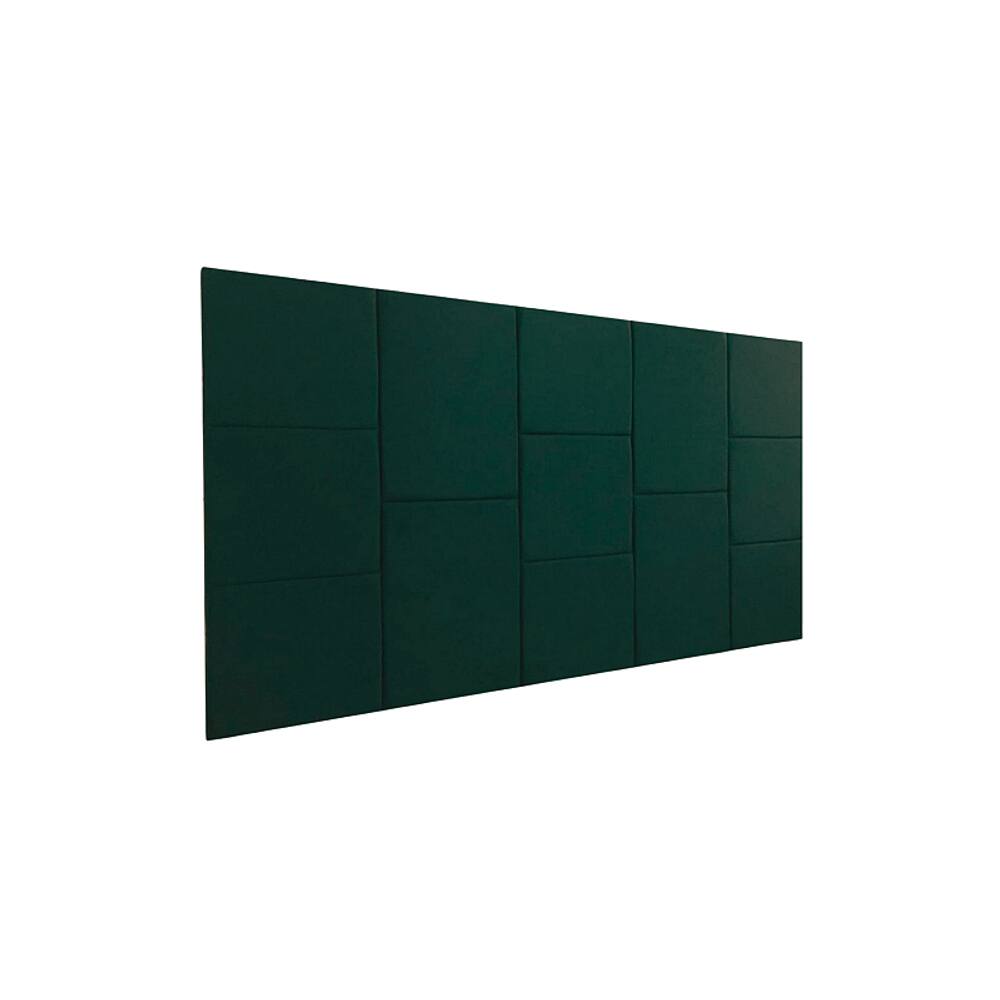 Cabeceira Estofada King 13 Blocos Não é Segredo Veludo Verde 195x60