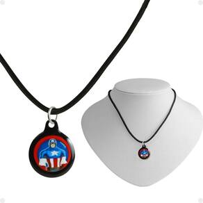 Colar Infantil Menino + Pingente Capitão America Premium