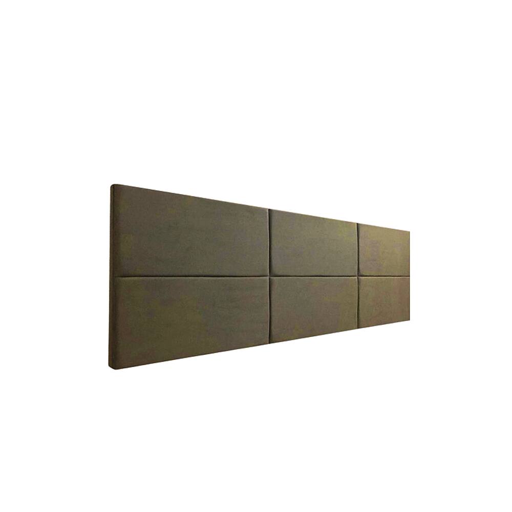 Cabeceira Estofada King 6 Blocos Não é Segredo Veludo Marrom Escuro 195x60