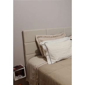 Cabeceira Estofada Queen 12 Blocos Não é Segredo Linho Cru 160x90