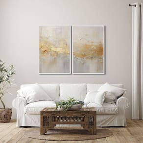 Quadro Decorativo Modelo Rústico com 2 Telas de Parede para Sala Quarto Escritório 60cm X 90cm Branco