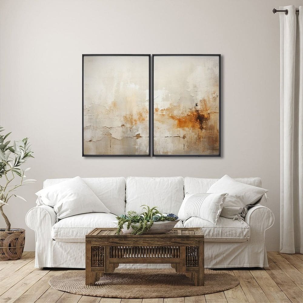 Quadro Decorativo Modelo Rústico com 2 Telas de Parede para Sala Quarto Escritório 60cm X 90cm Preto