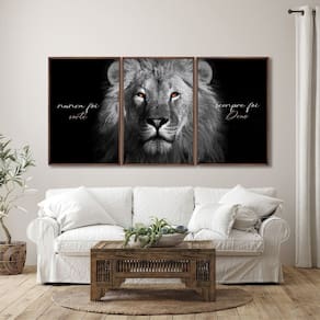 Quadro Nunca Foi Sorte, Sempre Foi Deus Modelo Religioso com 3 Telas para Sala, Hall 60cm X 90cm Marrom
