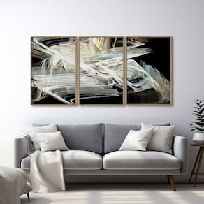 Quadro Decorativo Modelo Luzes em Movimento com 3 Telas para Quarto Banheiro Escritório 60cm X 90cm Marrom