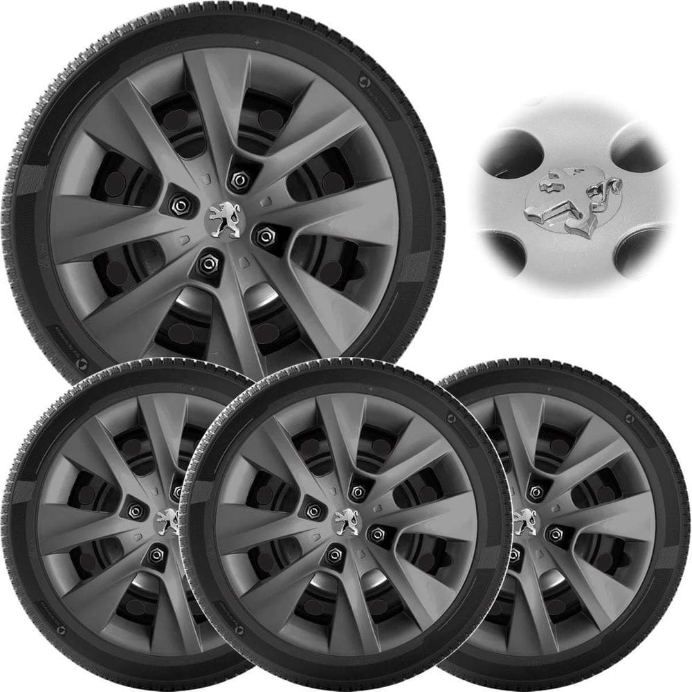 4X Calota Peugeot 206 207 208 Aro 14 Grafite 410Cb