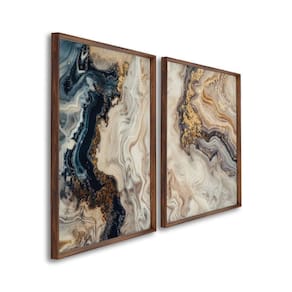 Quadro Decorativo Formas em Movimento com 2 Telas de Parede para Sala Quarto Escritório 60cm X 90cm Marrom