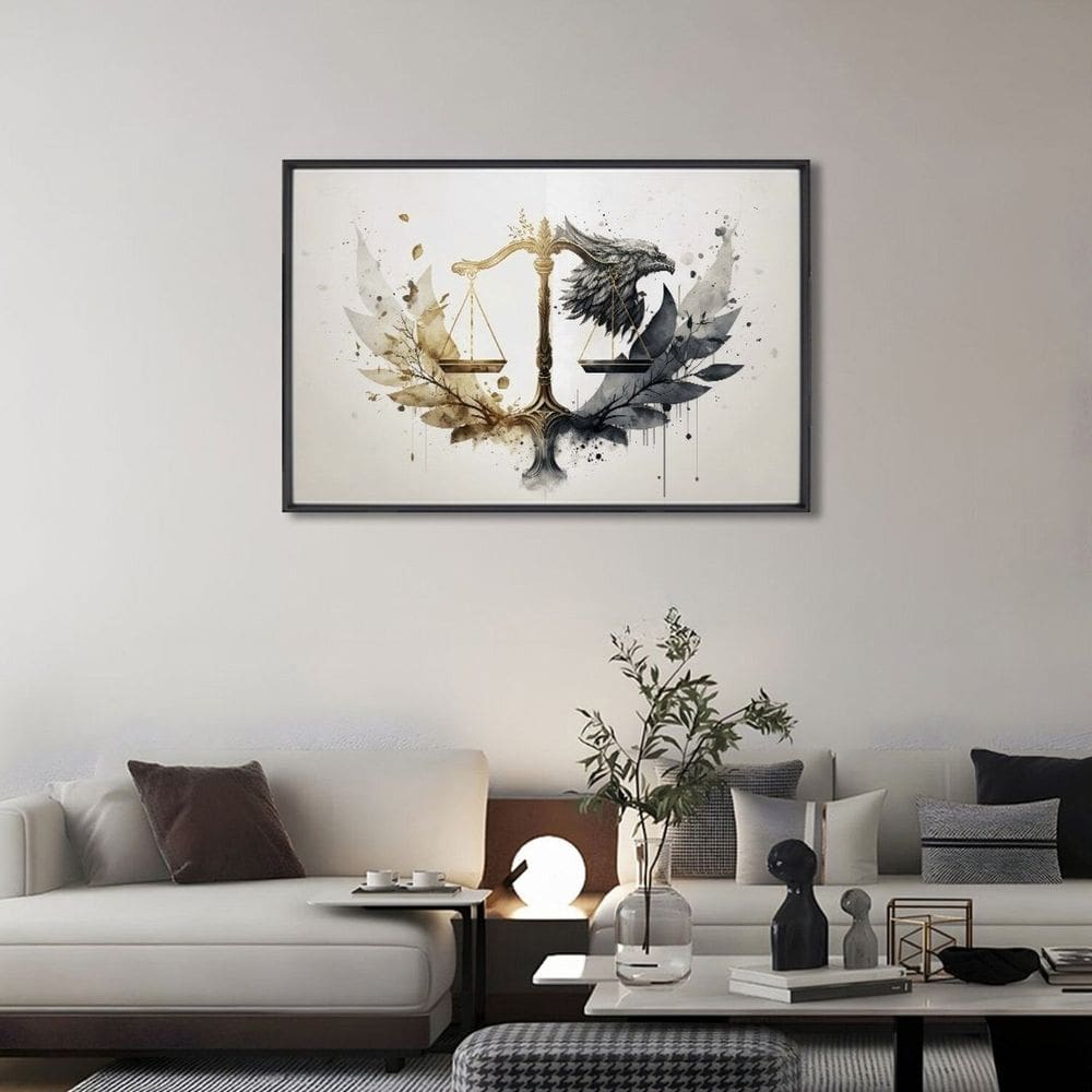 Quadro Decorativo Temático Direito com 1 Tela para Escritório Hall Lavabo 60cm X 90cm Preto