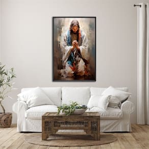 Quadro Decorativo Religioso Jesus em Oração 1 Tela para Sala Quarto Igreja 80cm X 120cm Preto