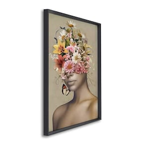 Quadro Decorativo Coroa de Flores com 1 Tela Cm ou Cm de Parede para Escritório Banheiro Hall 60cm X Preto