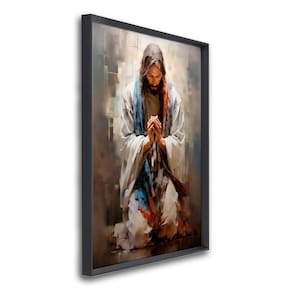 Quadro Decorativo Religioso Jesus em Oração 1 Tela para Sala Quarto Igreja 80cm X 120cm Preto