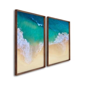 Quadro Decorativo Paisagem Praia Maré Alta com 2 Telas de Parede para Sala Quarto Escritório 60cm x Marrom