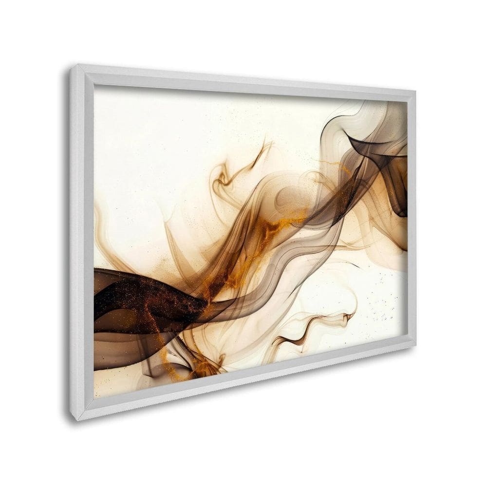 Quadro Decorativo Abstrato Movimento com 1 Tela de Parede para Escritório Banheiro Hall 60cm X 90cm Branco