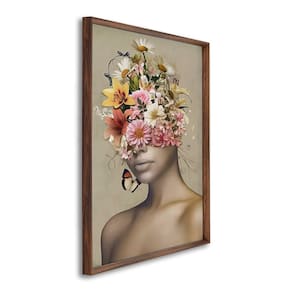Quadro Decorativo Coroa de Flores com 1 Tela Cm ou Cm de Parede para Escritório Banheiro Hall 60cm X Marrom