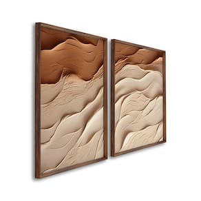 Quadro Decorativo Modelo Areia com 2 Telas de Parede para Sala Quarto Escritório 60cm X 90cm Marrom