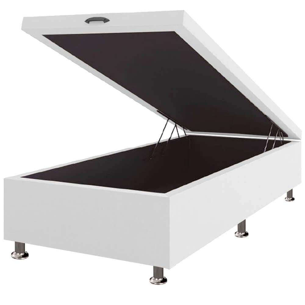 Base Box Baú Solteirão Suede 40x108x188 Framar Cor Branco