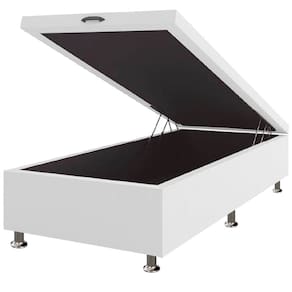 Base Box Baú Solteirão Suede 40x108x188 Framar Cor Branco