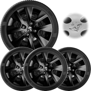 4X Calota Peugeot 206 207 208 Aro 14 Black Piano 410Cb