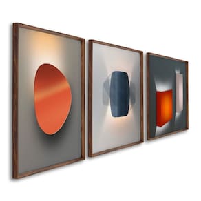 Quadro Decorativo Geométrico Luzes na Parede com 3 Telas de Parede para Sala Quarto Escritório 60cm Marrom