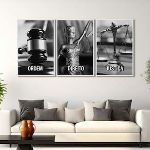 Quadro Decorativo Temático Direito Deusa da Justiça com 3 Telas para Escritório Sala Lavabo Marrom
