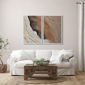 Quadro Decorativo Modelo Pedra Rachada com 2 Telas de Parede para Sala Quarto Escritório 60cm X 90cm Branco