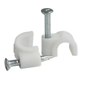 Kit 100 Grampo Fixa Fio Cabo Coaxial Miguelo 5mm Branco