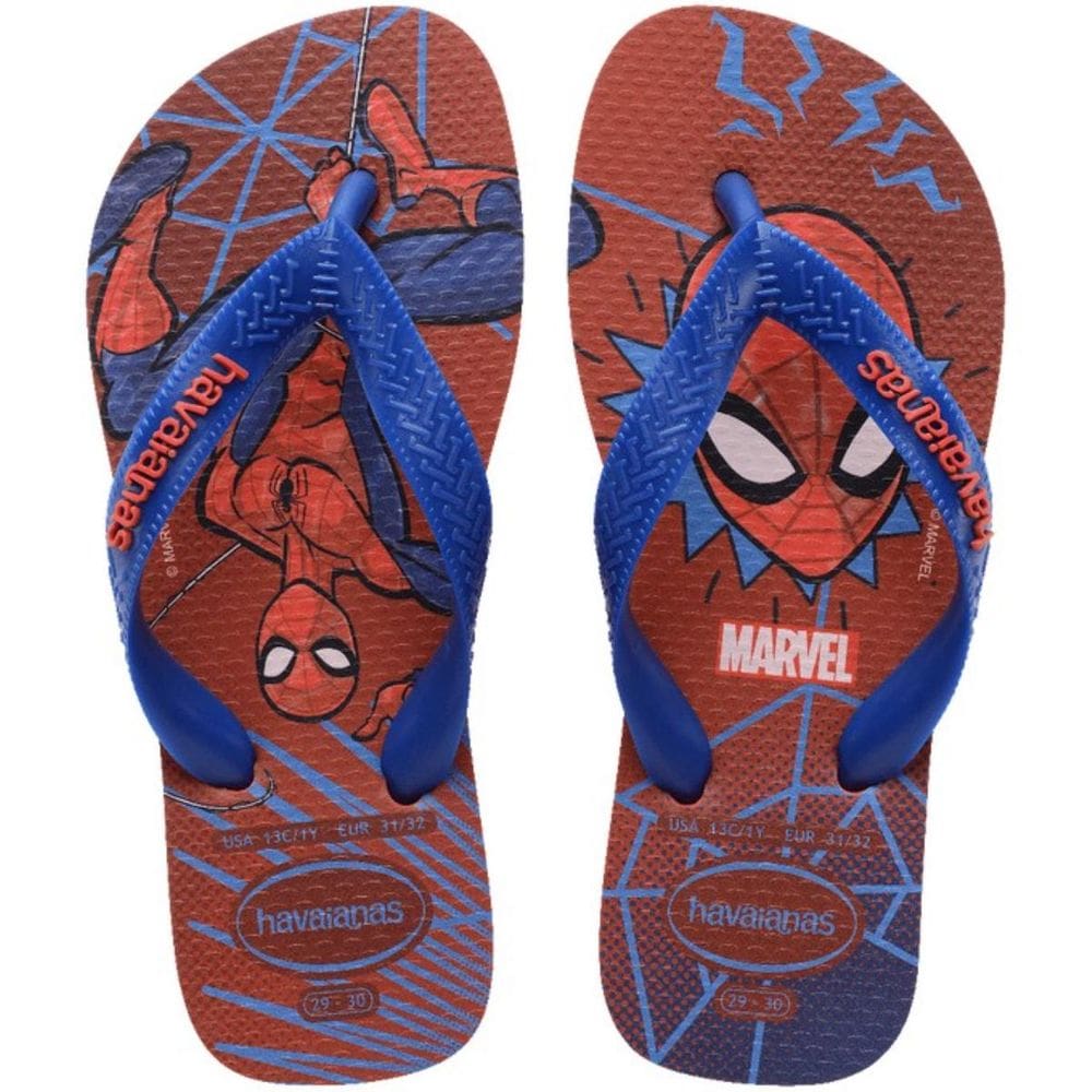 Chinelo Infantil Havaianas Top Marvel II Homem Aranha - Azul e Vermelho