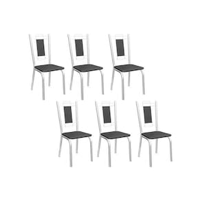 Cadeira Sala De Jantar Florença 2c005 Aço Kit 6 Uni Cromada-preto 110 - Kappesberg