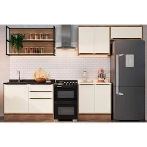 Cozinha Completa Versalis 6 Peças (2 Aéreos + 1 Nicho + 2 Balcões + 1 Complemento) C6p196 Freijo-cinza Argila - Herval