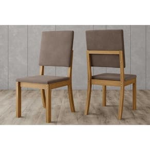 Kit 2 Cadeiras Sala Jantar Milla 2 Un Nature-suede Marrom Amendoa - Henn