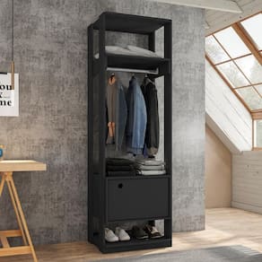 Roupeiro Madri Preto Com Porta