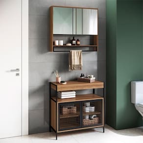 Conjunto De Banheiro Gabinete E Espelheira P103841 Mell Pp Milani Store Mell