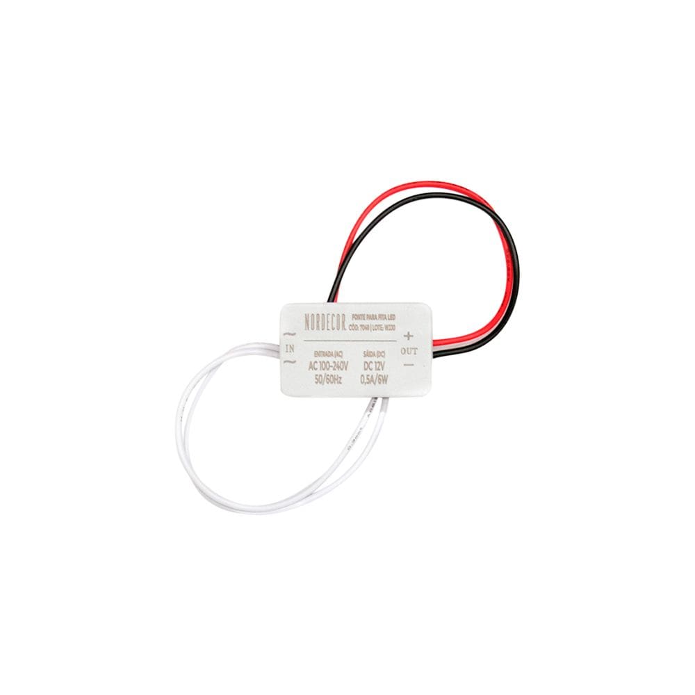 Fonte de Alimentação Mini Nordecor 0,5A / 6W 12V Bivolt