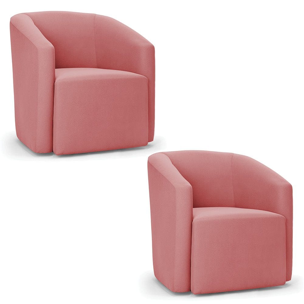 Poltrona Decorativa Orgânica Kit 2 Stella Max Suede Rosê D03 - D`Rossi