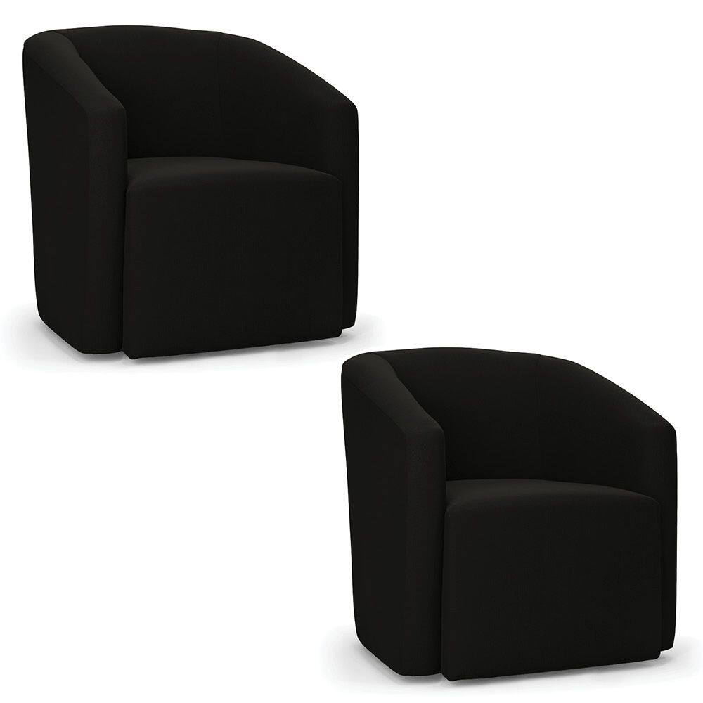 Poltrona Decorativa Orgânica Kit 2 Stella Max Suede Preto D03 - D`Rossi