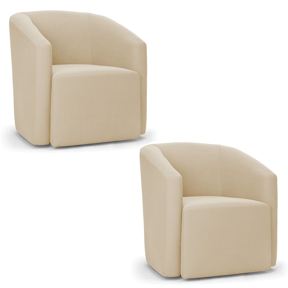 Poltrona Decorativa Orgânica Kit 2 Stella Max Suede Bege D03 - D`Rossi